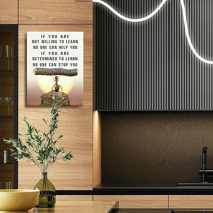 Ploceiny Ant Motivational Wall Art - Inspiring Canvas Decor for Living Room, Kitchen,Laundry room,,bathroom, Bedroom,Office Wall Art & Decor Motivational poster - Positive Quotes Wall Decor