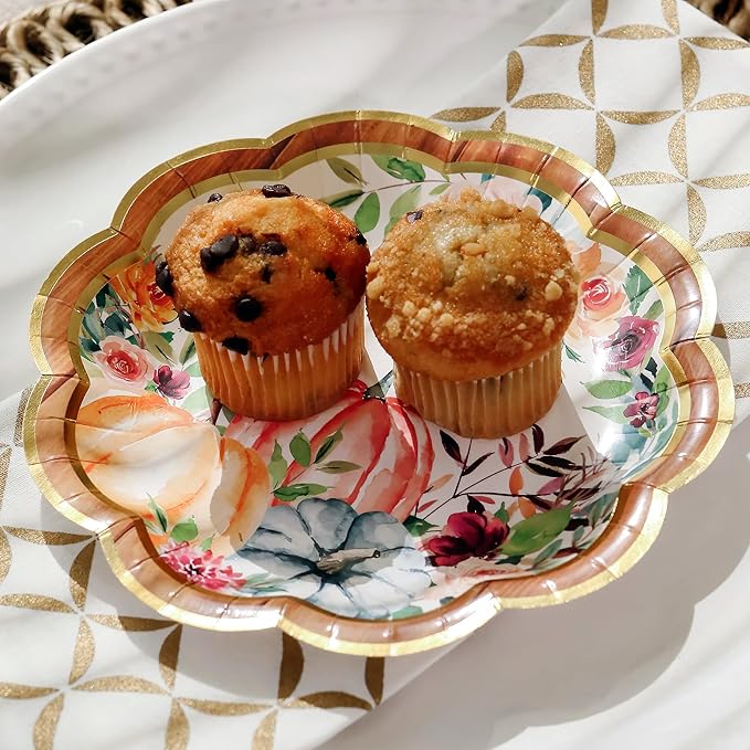 Kate Aspen Fall Paper Plates and Napkins Sets, Fall Party Decorations, Thanksgiving Napkins Disposable, 62 pcs - 16pcs 7 in. & 9 in. Heavy Duty Disposable Party Plates, 30pcs 6.5 inch Paper Napkins