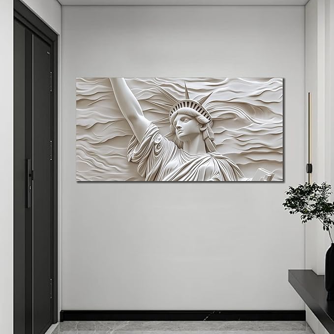 Trogonup White Statue of Liberty Canvas Wall Art for Living Room Large Modern Canvas Prints Picture Artwork for Bedroom Home Office 20"x40"