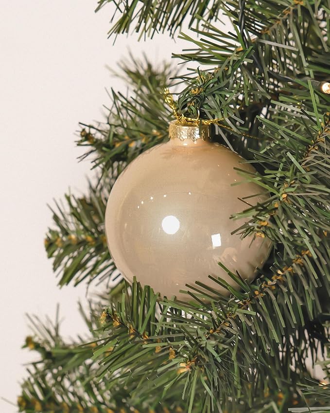 DN DECONATION Champagne Glass Christmas Ball Ornaments, 3.15' Hanging Christmas Baubles for Xmas Tree Decoration, Set of 9