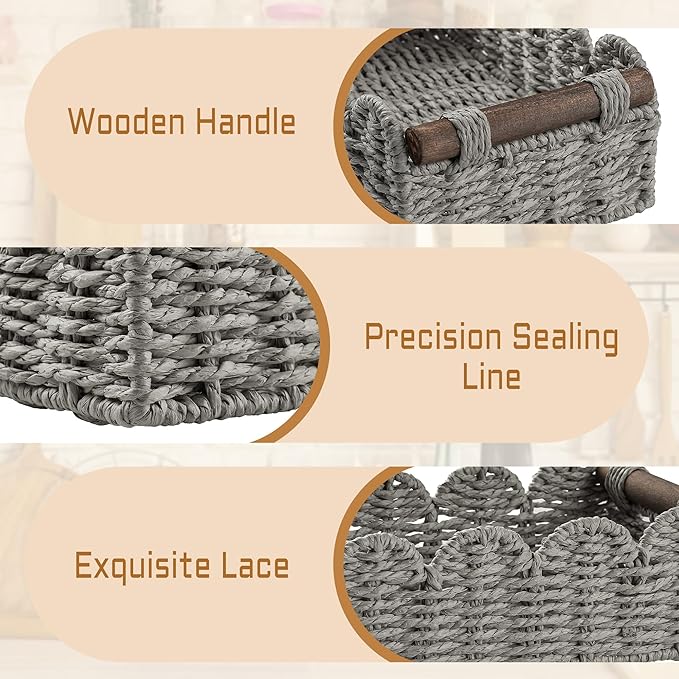 Storage Basket Wicker Baskets for Organizing Toilet Paper Storage Basket for Toilet Tank Top,Gray