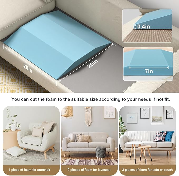 Couch Cushion Support, Trapezoid 40D Sofa Cushion Support for Sagging Couch Seats, High Density Foam Furniture Seat Sagging Repair, Set of 1