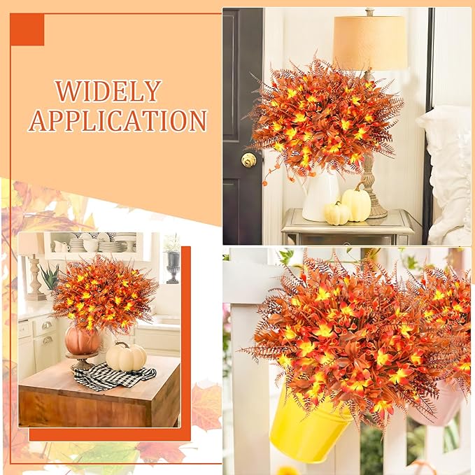 Agusbagli 40Pcs Artificial Fall Outdoor Flowers Fake Autumn Boxwood Plants UV Resistant Plastic No Fade Faux Fall Flowers Arrangements for Thanksgiving Autumn Weddings Porch Indoor Home Decorations