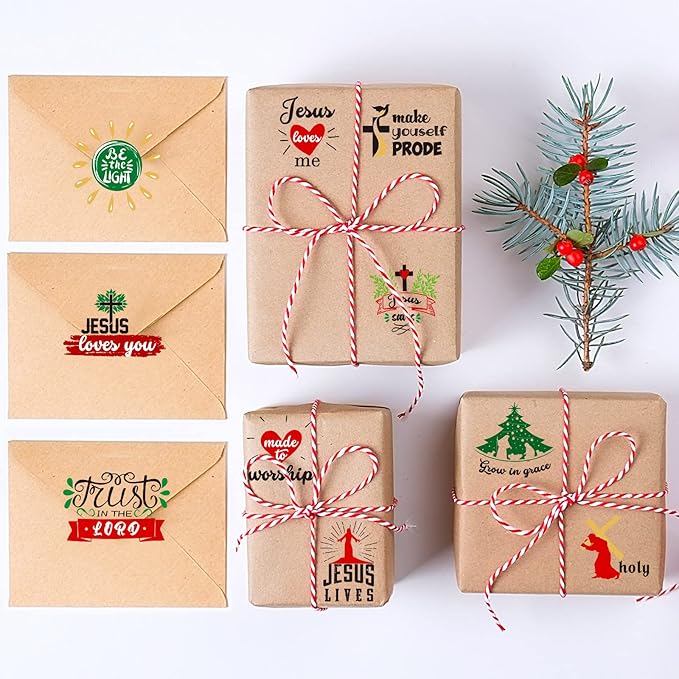 Epakh 45 Pcs Large Christmas Inspirational Vinyl Stickers for Crafts Scrapbooking Christmas Ball Bottle Decals Positive Word Window Stickers Motivational Quote Wall Decal, 45 Color Words(Jesus Style)