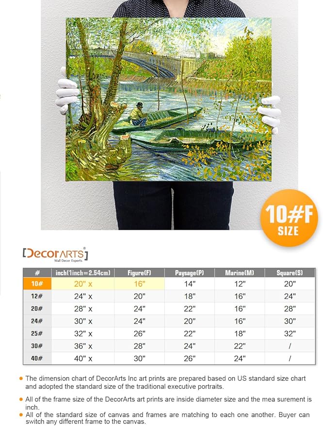 DECORARTS - Fishermen And Boats From The Pont De Clichy, Vincent Van Gogh Art Reproduction. Giclee Canvas Prints Wall Art for Home Decor 20x16