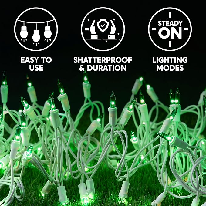 Joiedomi Christmas String Lights Indoor,100 Count Mini Green Light,21.4 FT Lighting Decor for Patio Dorm Classroom Bedroom Holiday Wedding Party Garland Birthday Festival,White Wire