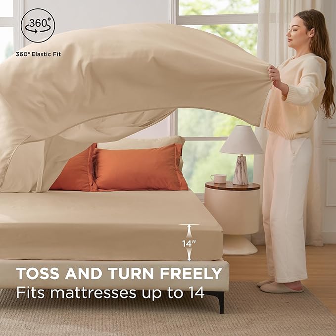 Bedsure King Size Comforter Set - 7 Pieces Burnt Orange King Bedding Set for All Seasons, Boho Contrasting Design Bed in a Bag with Comforter, Sheets, Pillowcases & Shams