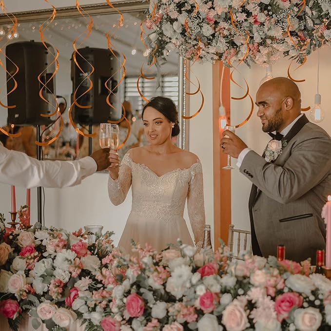 30 Pieces Orange Hanging Swirls Whirls Party Decoration Foil Swirl Ceiling Decor Plastic Streamer Party Supplies for Home Office Classroom Children's Birthday Baby Shower Wedding Decorations