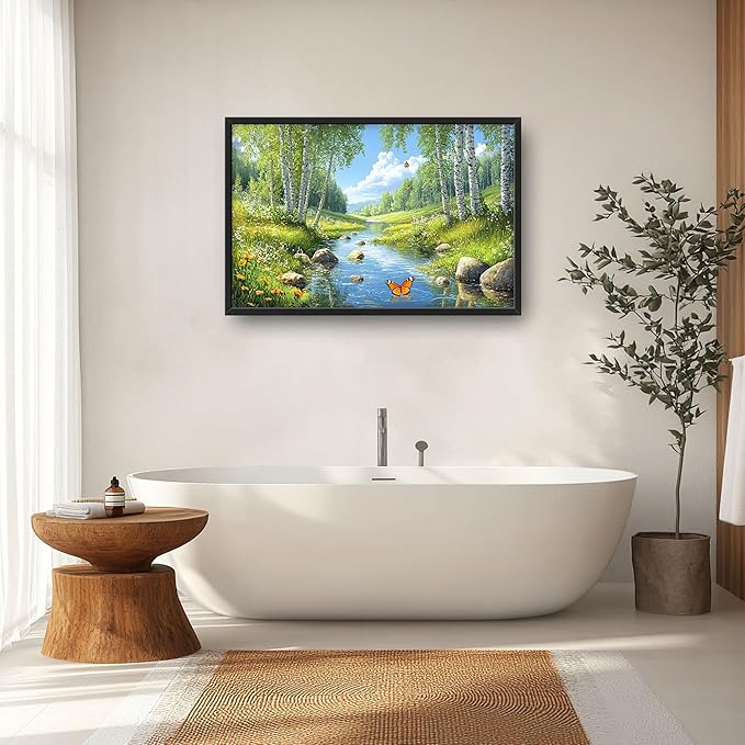 Large Forest Wall Art for Living Room, Lake Butterfly Tree Oversized Wall Decor Pictures, Nature Landscape Framed Canvas Print Painting, Artwork for Bedroom Office Home Decor 36"x24"