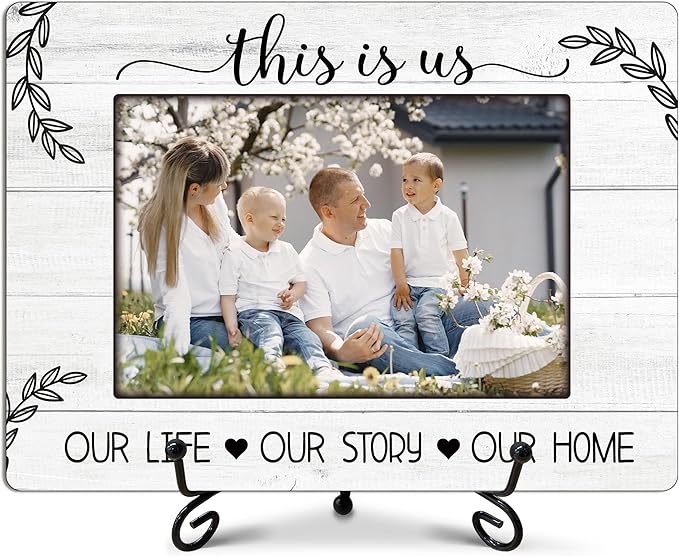 This Is Our Home Photo Frame, House Warming New Home Gifts for Couples Women Men Her Him, Home Office Farmhouse Desk Decor (for 4x6 Photo)-A43