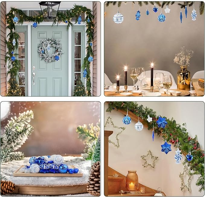 73 Pcs Christmas Ball Ornaments, Tree Decoration Set Christmas Ball Shatterproof Hanging Ornament Decorations for Christmas Tree (Blue)