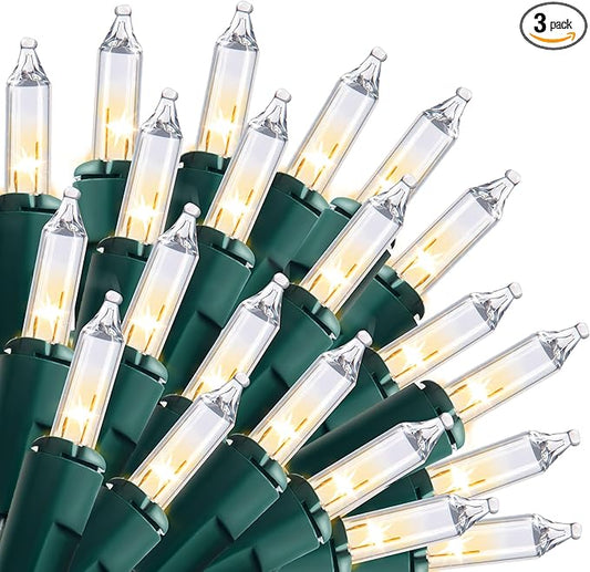 Joiedomi Clear Christmas String Lights Indoor,450(3x150) Mini Warm White Fairy Light,93.6FT Lighting Decor for Patio Dorm Classroom Bedroom Holiday Wedding Party Garland Birthday Festival,Green Wire