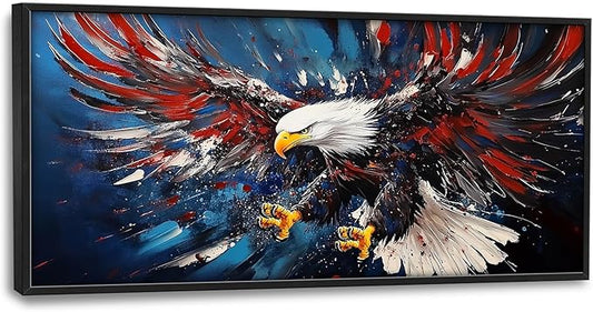 Lovira Bald Eagle Large Wall Art Patriotic Canvas Wall Decor Pictures Prints Painting Framed Modern Artwork for Living Room Bedroom Bathroom Office 30"x60"
