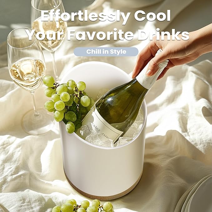 Large Ceramic Utensil Holder for Kitchen Counter, Modern Crock with Slanted Top & Cork Mat, for Spatulas & Cooking Spoons, White