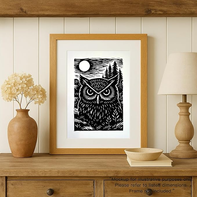 Caelumis Vintage Wall Art Decor Prints Black And White Pictures Posters For Farmhouse Living Bedroom Bathroom Room kitchen Handmade Unframed (Owl 12x16in)