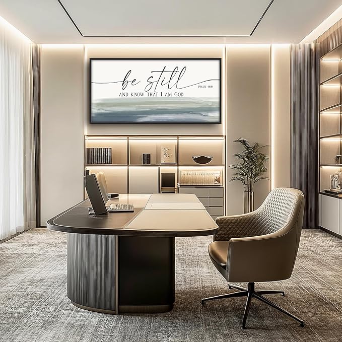 Flintis Large Christian Wall Art Be Still and Know That I Am God Sign Pictures Wall Decor Bible Verse Canvas Painting Print Artworks Framed for Living Room Bathroom Master Bedroom Office 60L x 30W