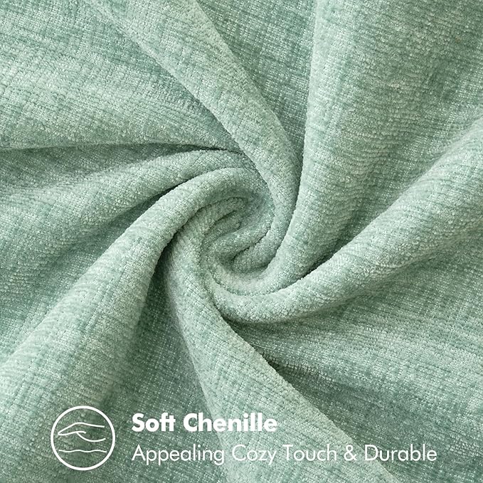 MIULEE Pack of 2 Couch Throw Pillow Covers 18x18 Inch Greyish Green Farmhouse Decorative Pillow Covers with Stitched Edge Soft Chenille Solid Dyed Spring Pillow Covers for Sofa Bed Living Room