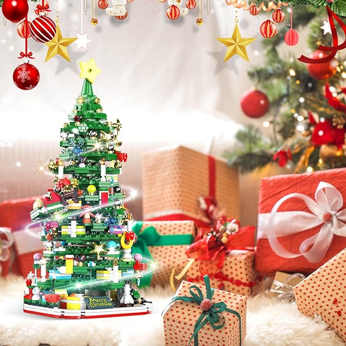 Advent Calendar 2025 Adult Teen Boy Girls Kids Christmas Tree Building Set Toys with Led light, Holiday 24 Days Christmas Countdown Calendars Xmas Tree, Fun Cute Gifts (1083 PCS)