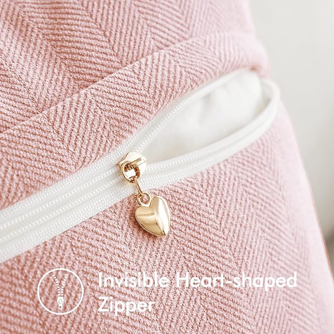 MIULEE Pack of 2 Pink Decorative Pillow Covers 18x18 Inch Soft Chenille Luxurious Couch Throw Pillows Farmhouse Cushion Covers with Elegant Design for Sofa Bedroom Living Room Home Decor