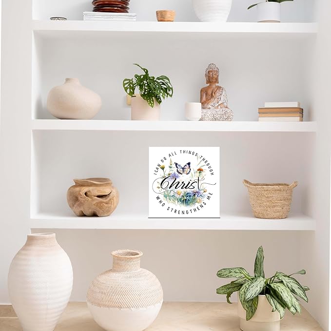 Christian Gifts, ‘I Can Do All Thing Through Christ’ Wooden Box Sign Decor, Thanksgiving, Christmas Gifts, Christian Decorations, Christian Home Décor Gifts for Family, Friends, etc.(058)