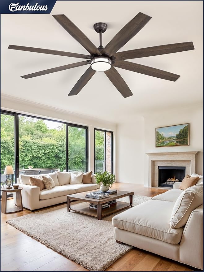 72 Inch Ceiling Fans with Lights, Large Farmhouse Ceiling Fans with Remote, Oil Bronze Ceiling Fan Fixtures with Bright LED Light for Living Room, Bedroom, Kitchen