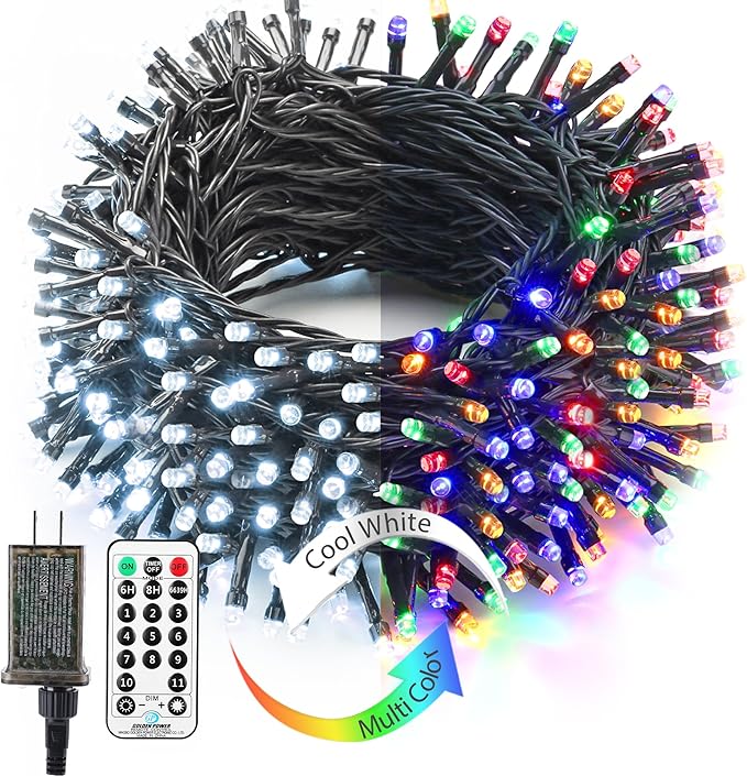 Brizled Color Changing Tree Lights, 115ft 300 LED Christmas String Lights with Remote, 11 Modes Cool White & Multicolor Christmas Lights Connectable Xmas Lights Green Wire for Xmas Home