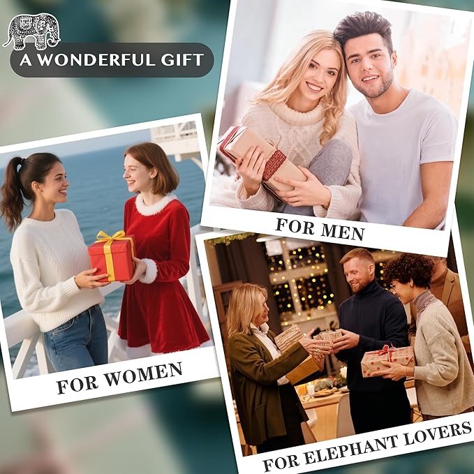 Elephant Gifts for Women,8pcs Elephants Bamboo Cooking Utensil Spoons with Apron Oven Mitt Potholder,Personalized Elefante Gift for Mom,Housewarming Kitchen Decor,Birthday Gifts (Black)