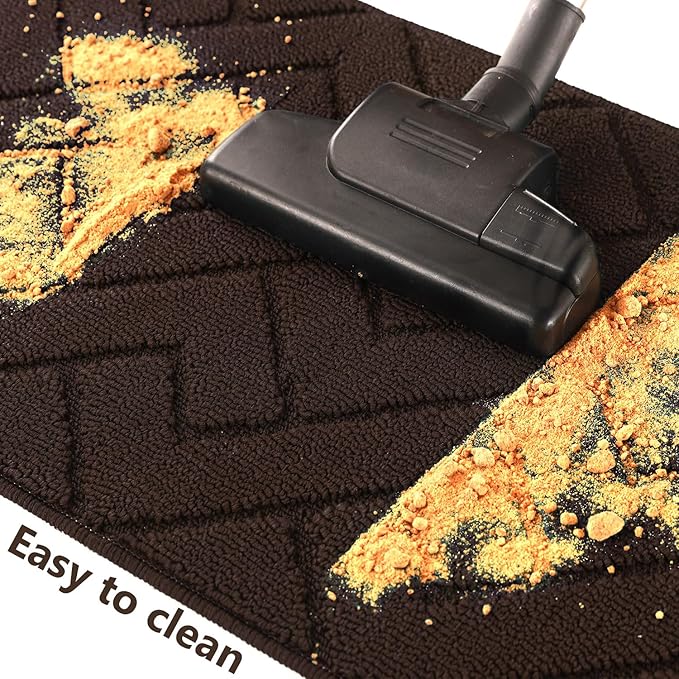 hicorfe Kitchen Rugs and Mats Sets,2 Pieces Super Absorbent Polypropylene Non-Slip Rug,Soft Comfort Floor Mat,Washable for Kitchen,Hallway,Office,Sink,Laundry(24" x 35"+24" x 71",Coffee)