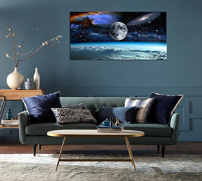 XXMWallArtFC2575 Space View From Earth Space Canvas Wall Art Landscape Modern Decor Canvas Wall Art Painting Decor Abstract Canvas for Living Room Bedroom Kitchen Home and Office Wall Decor