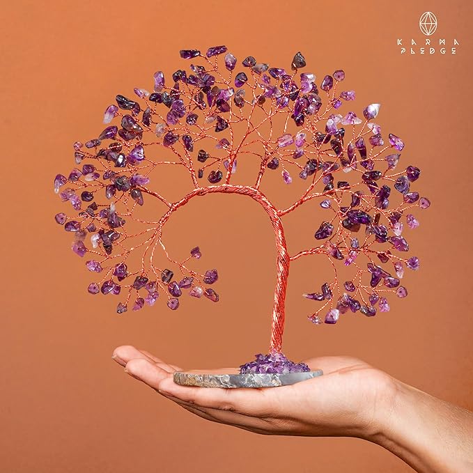 Amethyst Crystal Crystal Tree of Life for Home and Office Decor, Positive Energy, Wealth, Good Luck, Reiki Healing, Handmade Feng Shui Decoration, Birthday Gifts for Women, Mom