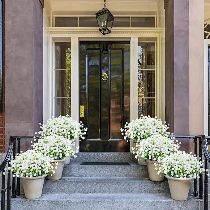 AGIRL 12 Bundles Artificial Flowers for Outdoor,No Fade Fake Plastic Flowers Faux Plants for Decoration Hanging Planters Indoor Outside Garden Porch Window Box Home Wedding Farmhouse