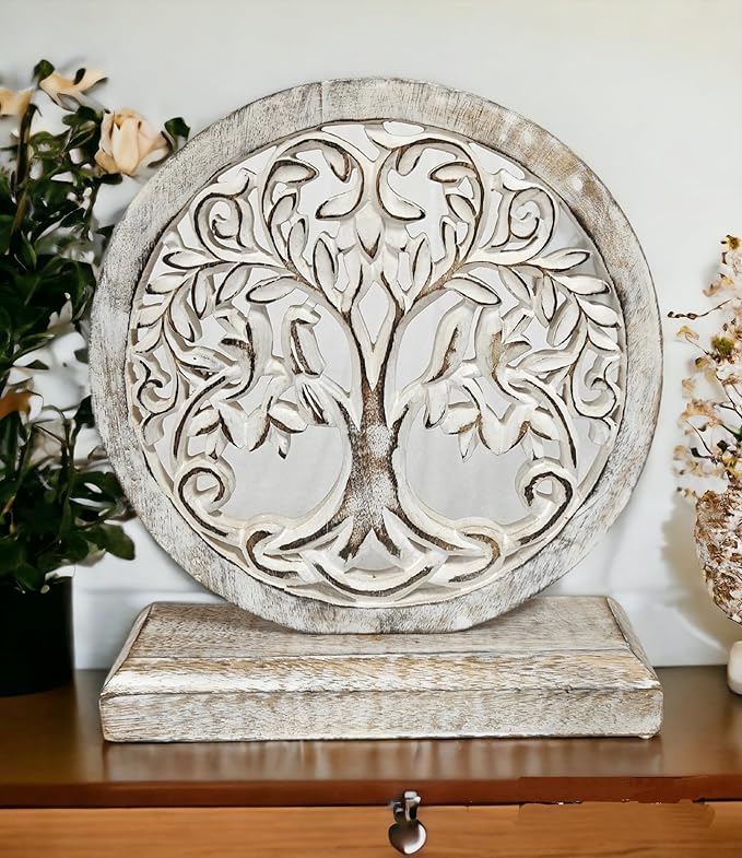 VANIYA CRAFTS® Wooden Carved Handmade Engraved Table Decor Table Sculpture Home Decor Statue for Living Room, Bedroom, Office Desktop, Cabinets