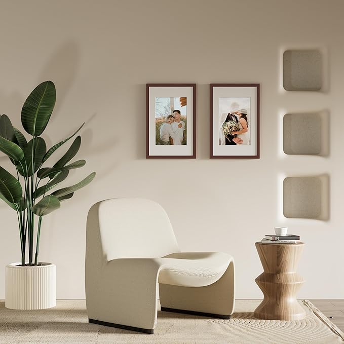 Vittanly 12x16 Picture Frame for Wall, Plexiglass, Displays Poster 11x14 with Mat or 12x16 without Mat, PVC Frame Material, Horizontal or Vertical Hanging, 1 Pack, Brown