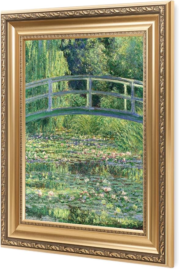 DECORARTS - Water Lilies and Japanese Bridge Claude Monet Art Reproduction. Giclee Print& Museum Quality Frame for Wall Decor. Framed size: 26x22