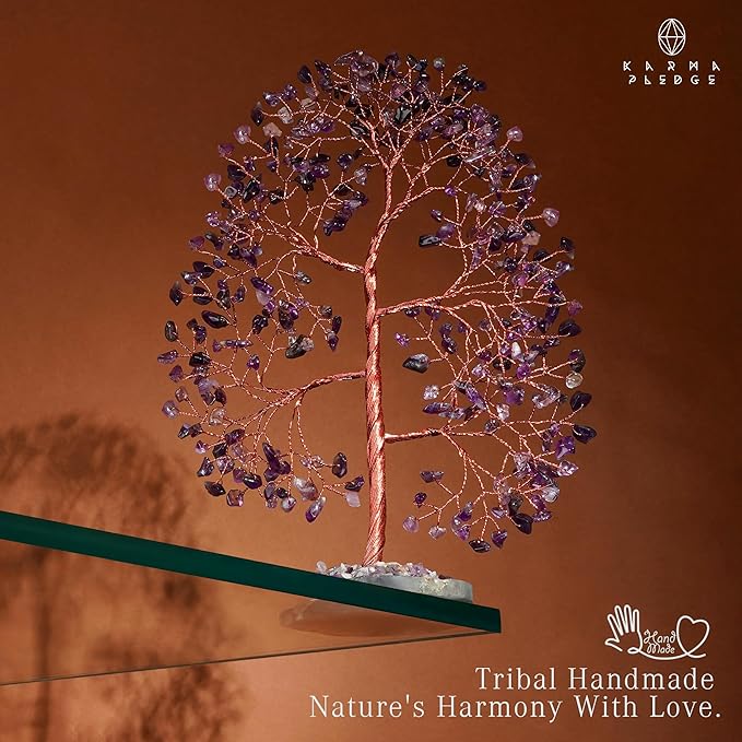 Crystal Trees for Home and Office Decoration, Amethyst Chakra Healing Crystals Feng Shui Handmade Trees for Positive Energy, Money, Good Luck, Christmas Decor, Birthday Gifts for Women, Mom