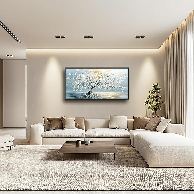 Lovira White Tree Large Wall Art Canvas Wall Decor Pictures Prints Painting Framed Artwork for Living Room Bedroom Bathroom Kitchen Office 30"x60"