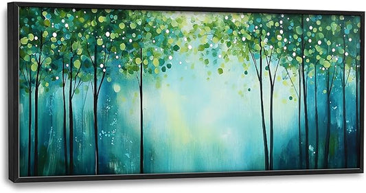 Lovira Green Forest Tree Large Wall Art Nature Landscape Canvas Wall Decor Pictures Prints Painting Framed Modern Artwork for Living Room Bedroom Bathroom Office 30"x60"