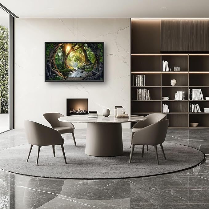 Rainforest Large Framed Wall Art Forest Tree of Life Landscape Sunrise Pictures Oversized Tree Nature Scenery Wall Decor Canvas Print Painting Aesthetic Modern Artwork for Living Room Bedroom Office Bathroom Home Decor 36L"x24W"