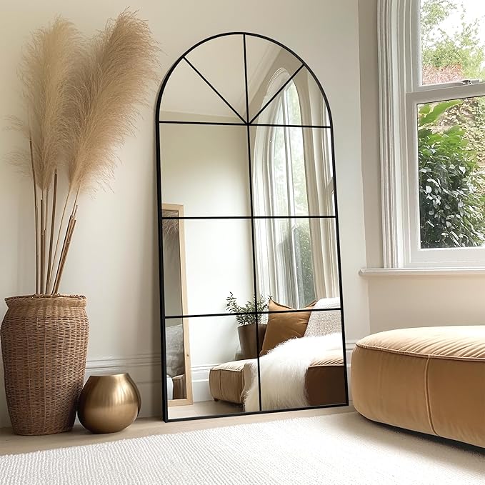 Wall Mirror,Full Length Floor, Window Pane for Living Room Decor, Decorative Wall Art, Large Wall for Bedroom, Hallway, Living Room Arch-27"X55"