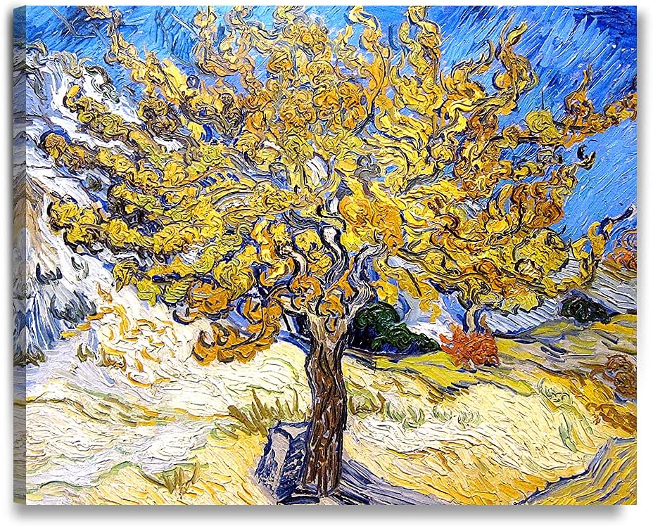 DECORARTS - The Mulberry Tree, Vincent Van Gogh Art Reproduction. Giclee Print on Canvas. Wall Art for Home. 40x32