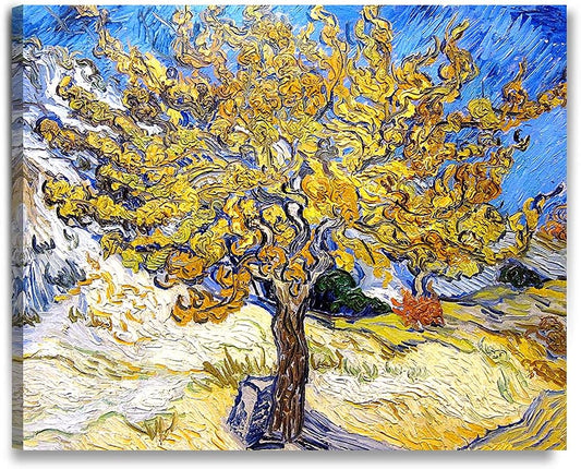 DECORARTS - The Mulberry Tree, Vincent Van Gogh Art Reproduction. Giclee Print on Canvas. Wall Art for Home. 40x32