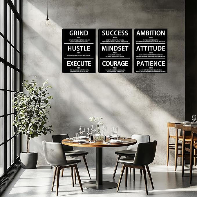 Motivational Wall Decor Paintings Inspirational Office Wall Decor Posters Prints 3 Pieces Bedroom Decor Living Room Office Canvas Picture Wall Painting Home Decoration Framed Artwork (60" Wx28 H)