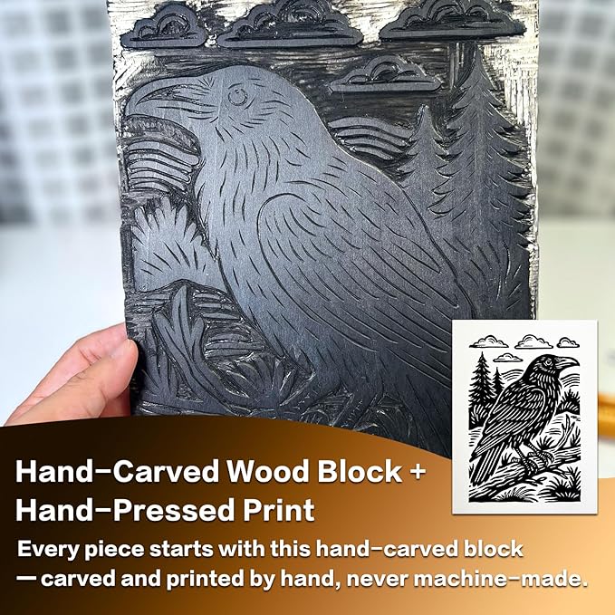 Caelumis Vintage Wall Art Decor Prints Black And White Pictures Posters For Farmhouse Living Bedroom Bathroom Room kitchen Handmade Unframed (Raven 12x16in)