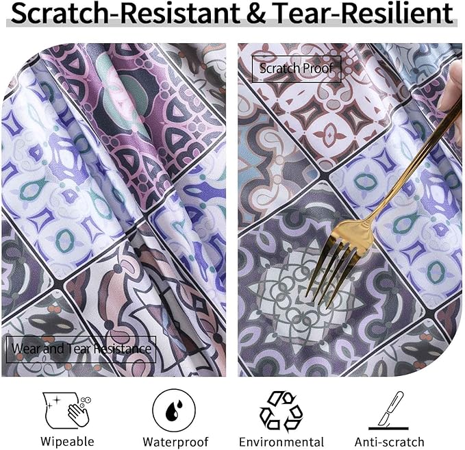 Fitted Round Tablecloth for 36-44" Tables Wrinkle Free Table Cover Minimalist Farm House Decor Kitchen Studio Apartment Gadget Canping Patio Appliances Country Romantic Closing Home Gifts