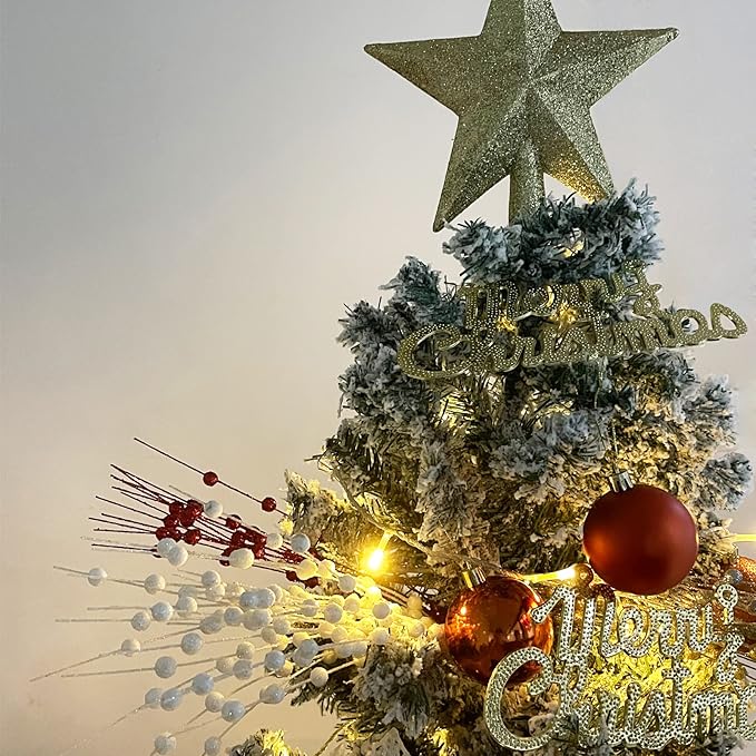 Christmas Artificial Glitter Berry Stem Decorations Decorative Bead Sticks Xmas Picks Glittery Twigs Branches for Christmas Tree Wreath Gift Vase Home Decor Party Ornaments Red 24 PCS