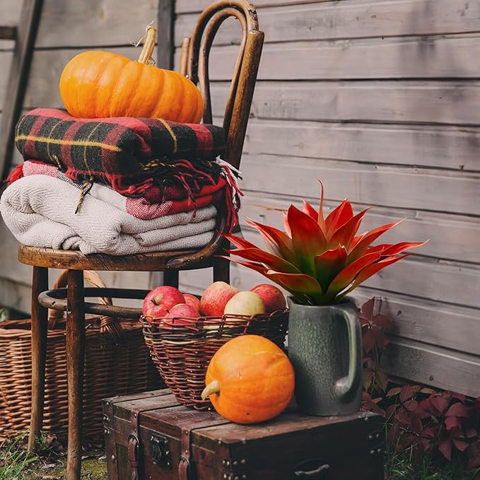 Velener Fall Fake Agave Artificial Plant: Red Fake Succulents Plant for Room Decor and Autumn, Unpotted Faux Agave Plant for Outdoor/Indoor Fall Decor, Red, 28 inches, Set of 1