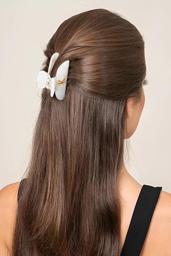 Teen Girl Gifts Trendy Stuff - White Initial Cute Hair Clips, Letter Hair Claw Clips, Glitter Claw Clips Durable Hair Clips, Birthday Gifts for Teens Daughter Sister Christmas Gifts