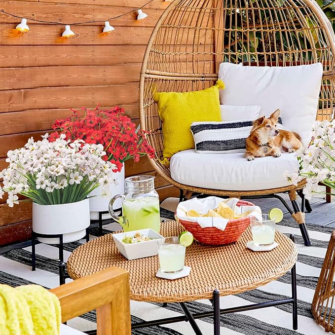 20 Bundles Artificial Flowers, Outdoor Indoor UV Resistant Fake Flowers No Fade Faux Plastic Plants Garden Porch Window Box Decoration