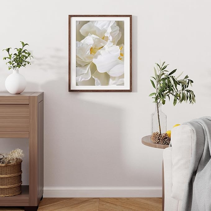 Fun Memories Solid Oak Walnut 18x22 Picture Frame with Real Glass, Matted for 15x20, Home Decor (Walnut, 1 Pack)