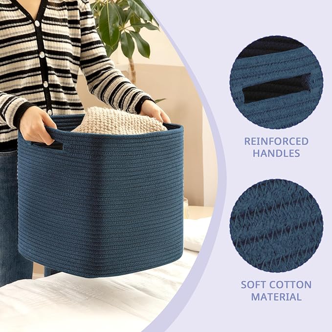 OIAHOMY Storage Cubes, 13 Inch Cube Storage Organizer, Collapsible Storage Bins, Baskets for Organizing, Storage Bins for Shelves-Blue, 2-PACK